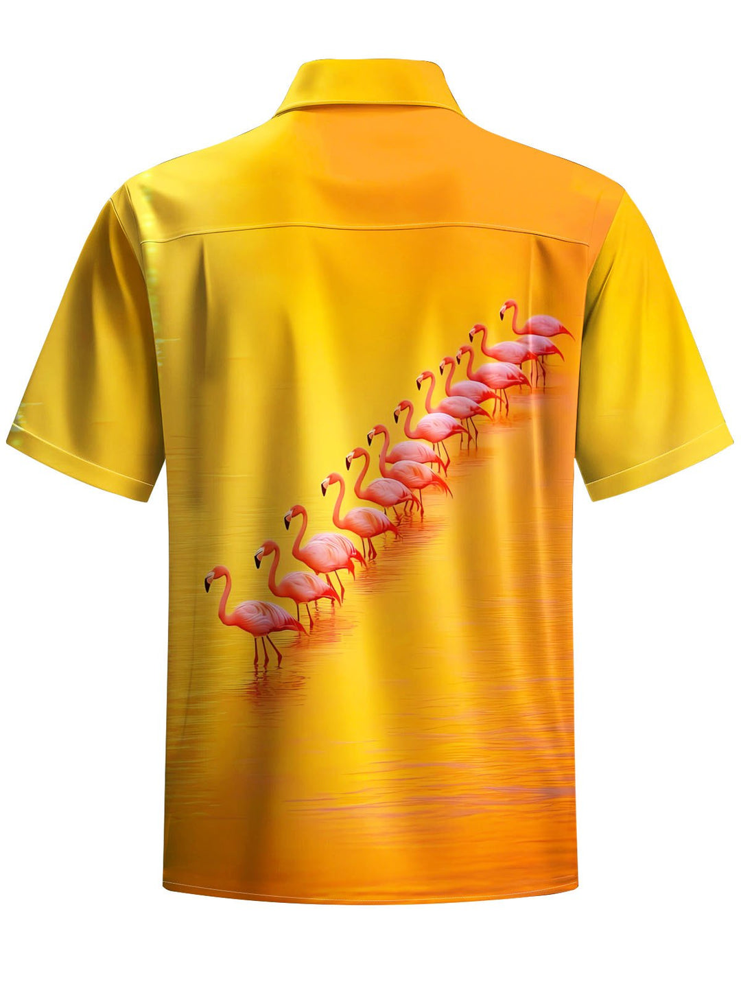 Alohadaddy® Hawaii Flamingo Seaside Print Chest Pocket Men&