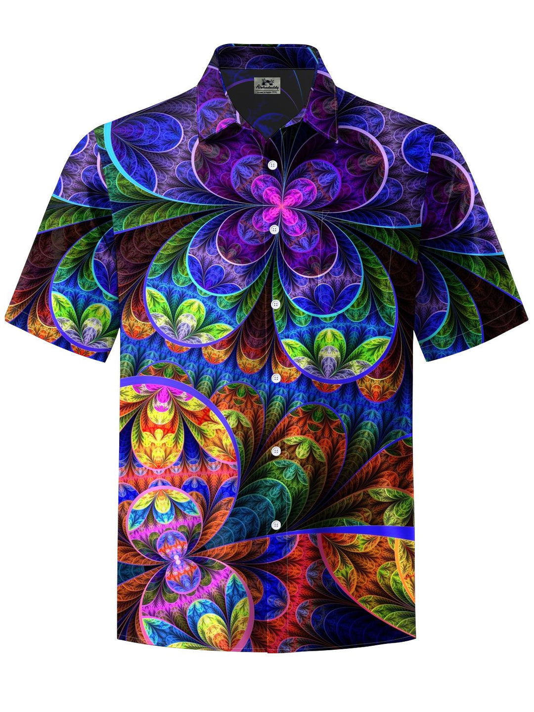 Alohadaddy® Casual Abstract Flowers Print Art Chest Pocket Men&