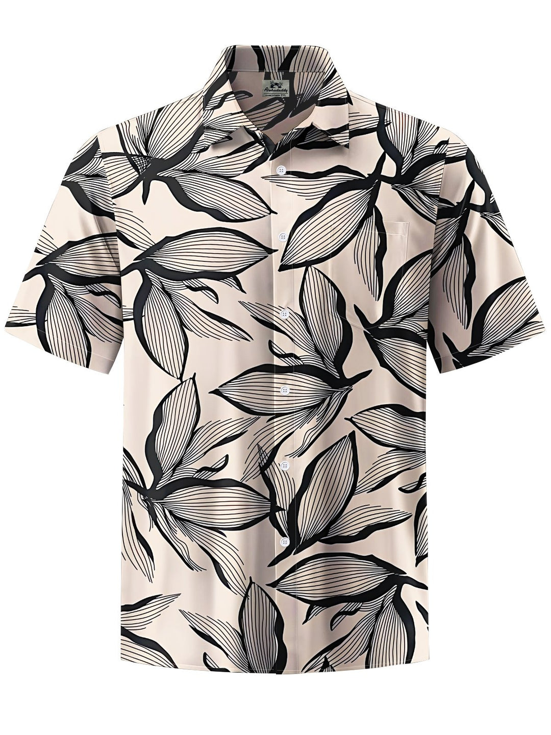 Alohadaddy® Vintage Floral Art Print Chest Pocket Mens Short Sleeve Shirt Big &amp; Tall