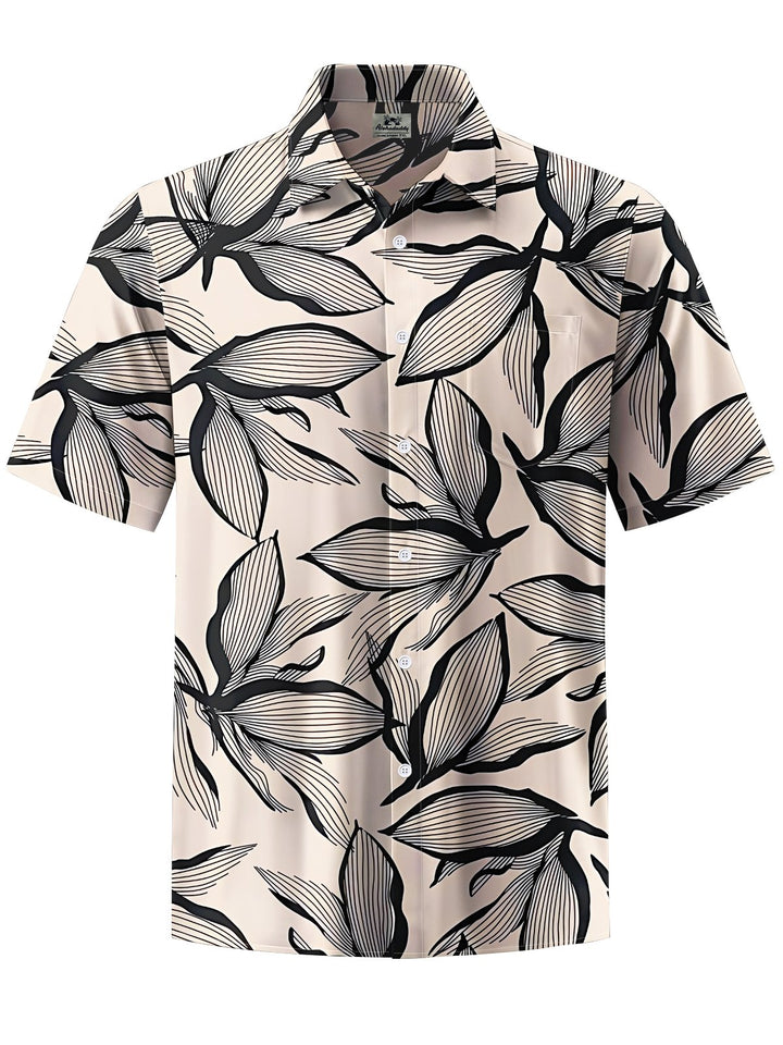 Alohadaddy® Vintage Floral Art Print Chest Pocket Mens Short Sleeve Shirt Big &amp; Tall