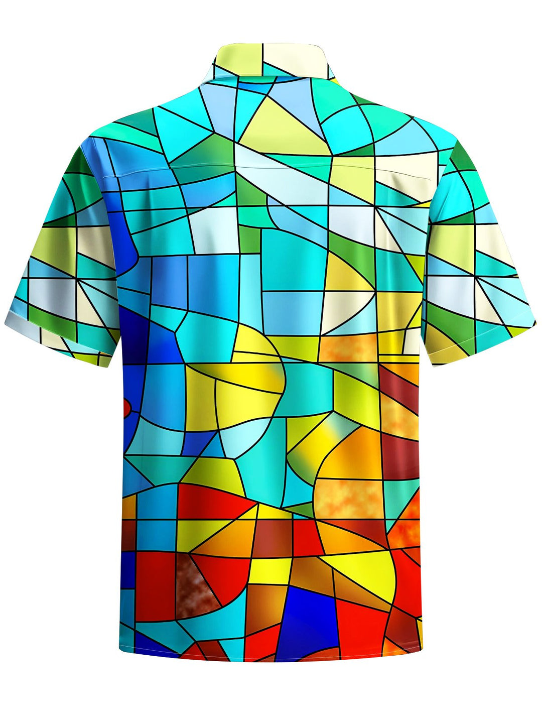 Alohadaddy® Casual Gradient Geometric Art Print Chest Pocket Men&
