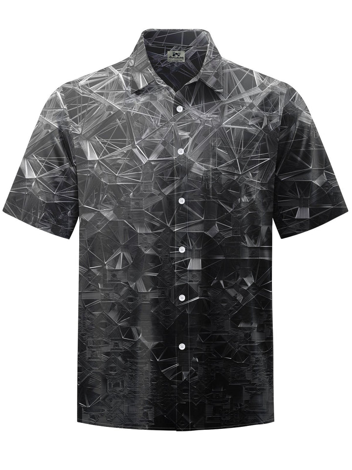 Alohadaddy® Casual Geometric Gradient Print Art Mens Moisture Wicking Short Sleeve Shirt Big &amp; Tall