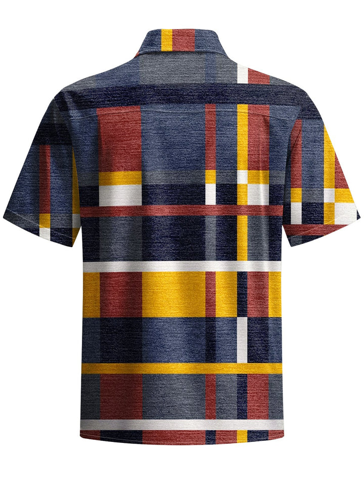 Alohadaddy® Vintage Check Art Print Chest Pocket Men&
