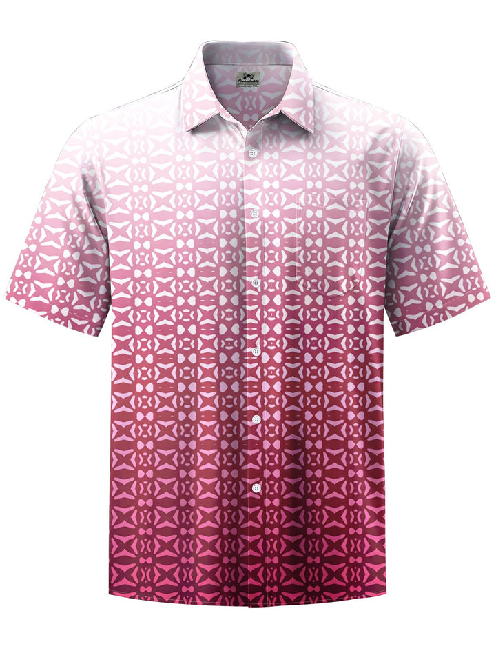 Alohadaddy® Casual Geometric Gradient Art Print Chest Pocket Men&