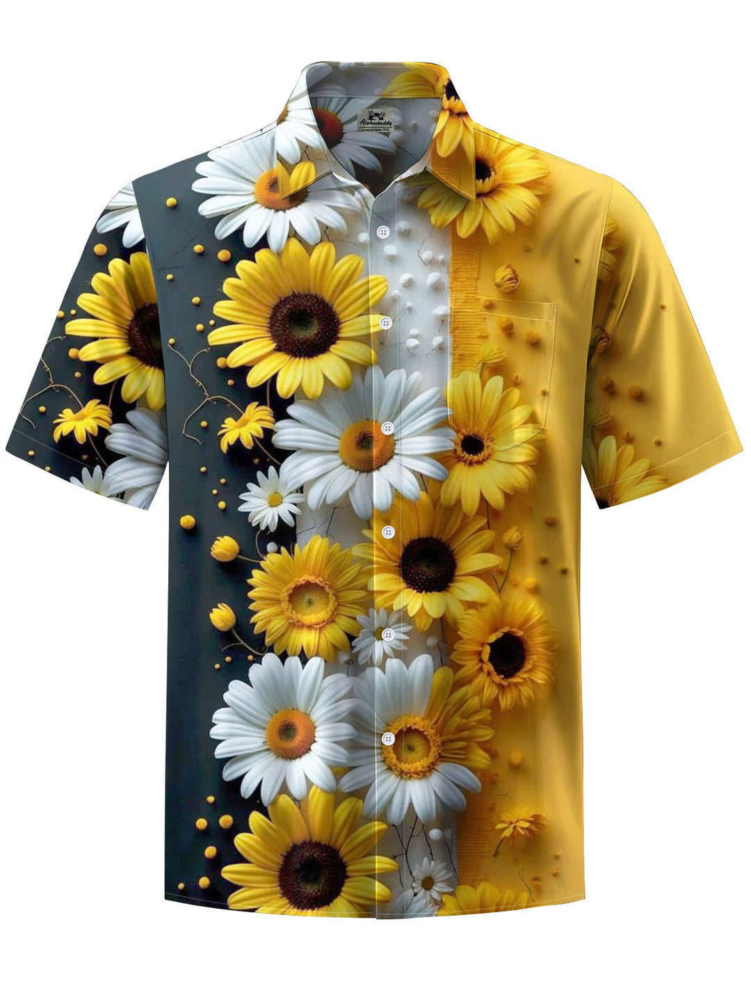 Alohadaddy® Casual Floral Art Print Chest Pocket Men&