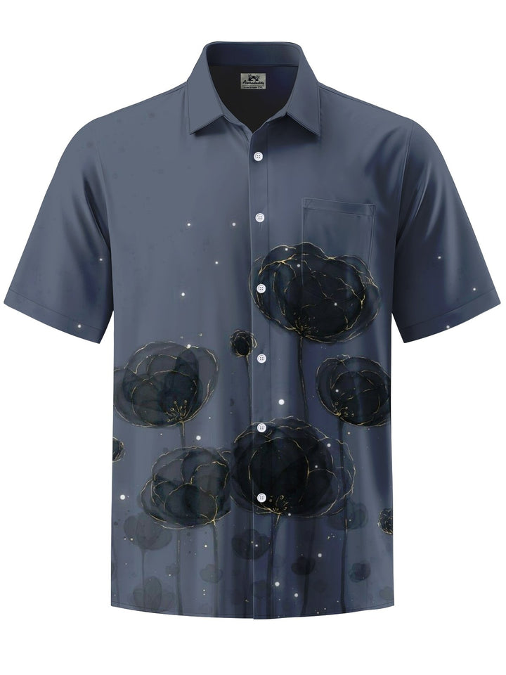 Alohadaddy® Casual Floral Art Print Chest Pocket Men&