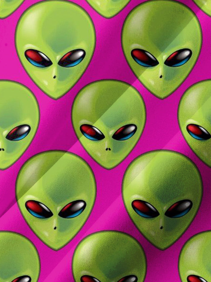 Alohadaddy® Casual Alien Contrast Art Print Chest Pocket Men&