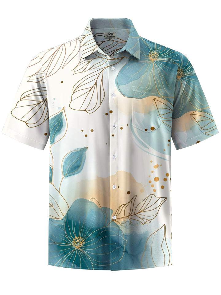 Alohadaddy® Casual Floral Art Print Chest Pocket Men&