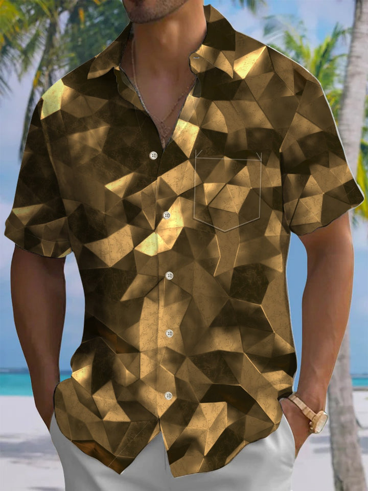 Alohadaddy® Retro Geometric Art Print Chest Pocket Men&