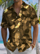 Alohadaddy® Retro Geometric Art Print Chest Pocket Men's Stretch Short Sleeve Ripped Shirt Big & Tall