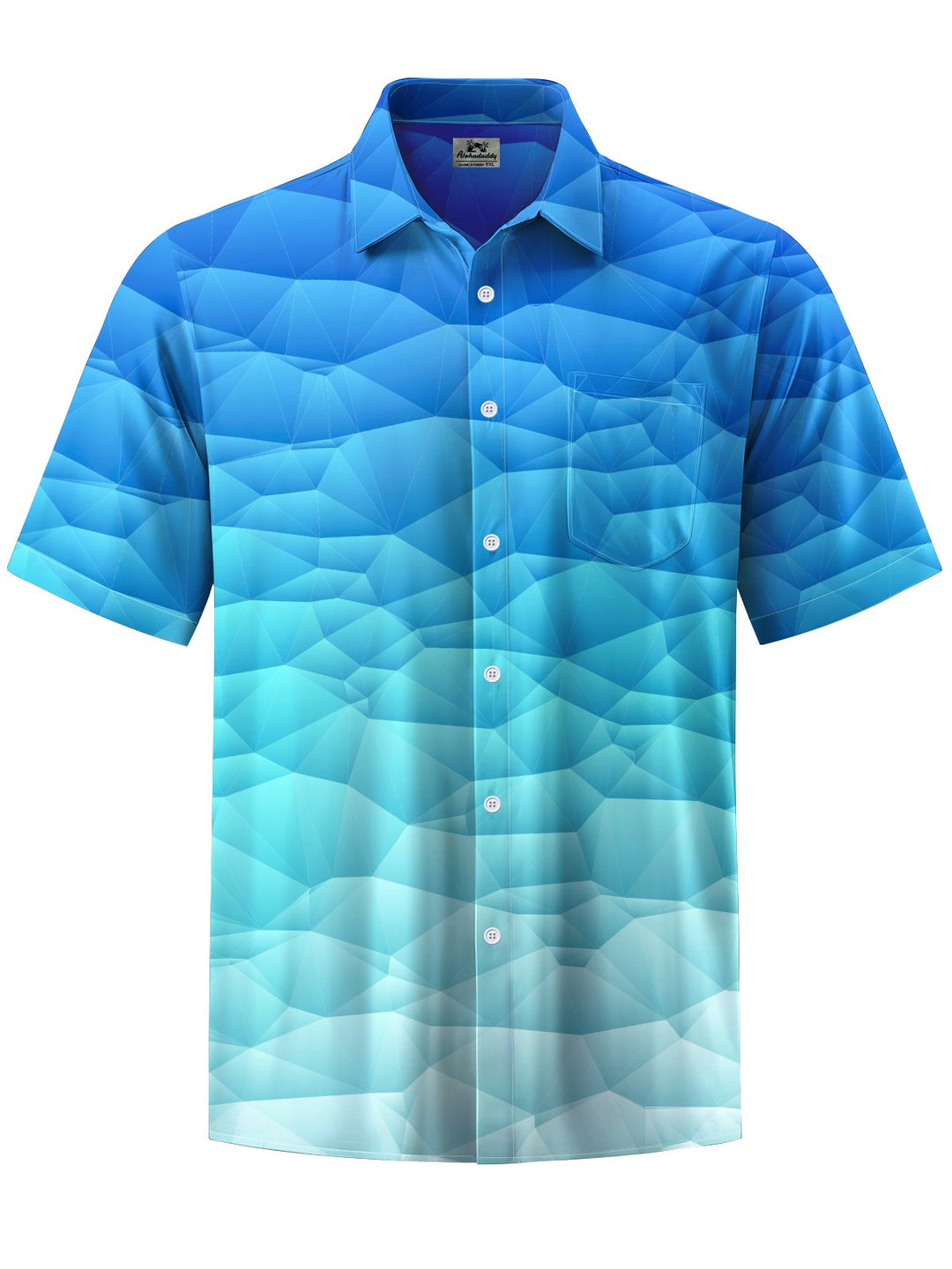 Alohadaddy® Casual Geometric Gradient Art Print Chest Pocket Men&
