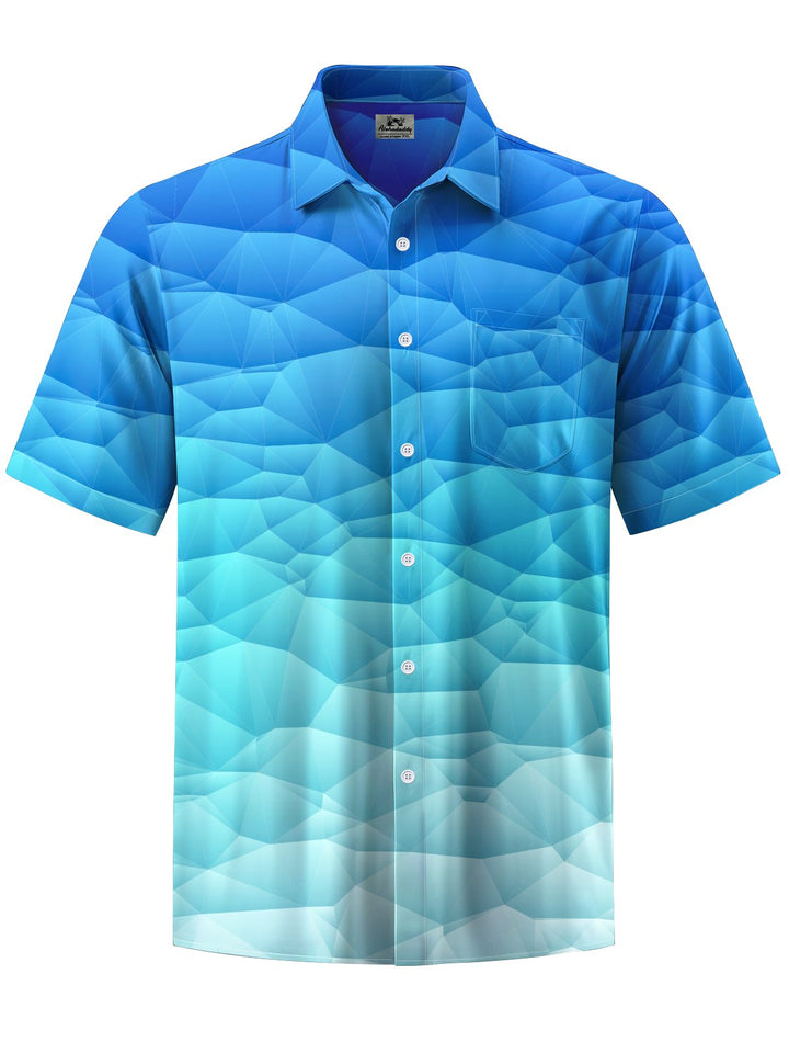 Alohadaddy® Casual Geometric Gradient Art Print Chest Pocket Men&