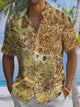Alohadaddy® Vintage Map Art Print Pocket Stretch Men's Short Sleeve Shirt Big & Tall