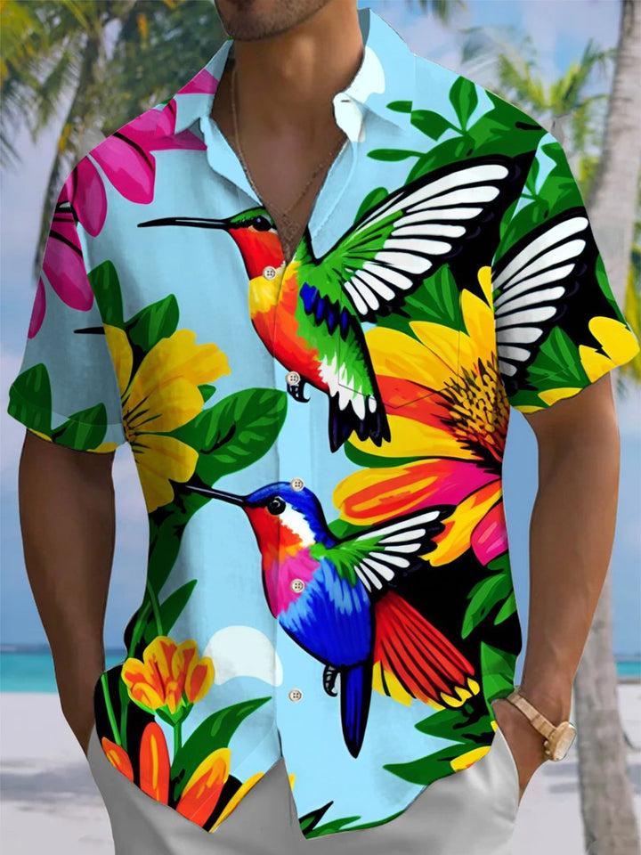 Alohadaddy® Hawaiian Hummingbird Plant Print Men&