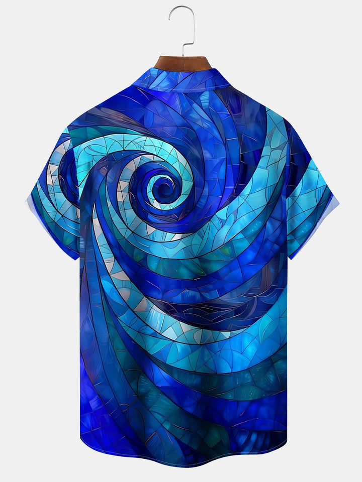 Alohadaddy® Retro Spin Geometric Print Pocket Stretch Men&