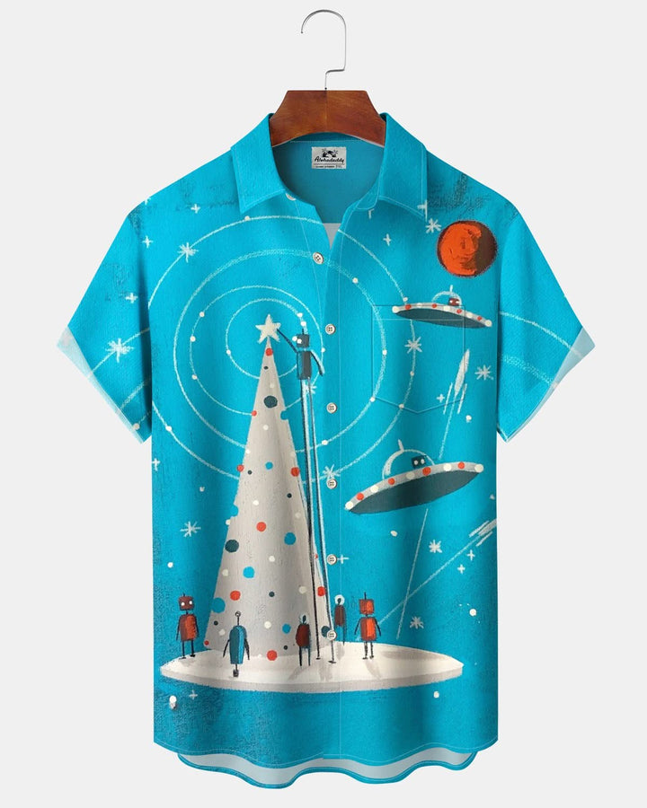 Alohadaddy® Retro Christmas Tree Alien Print Men&