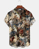 Alohadaddy® Vintage Broken Sculpture Print Art Pocket Button Elastic Men's Short Sleeve Shirt Big & Tall