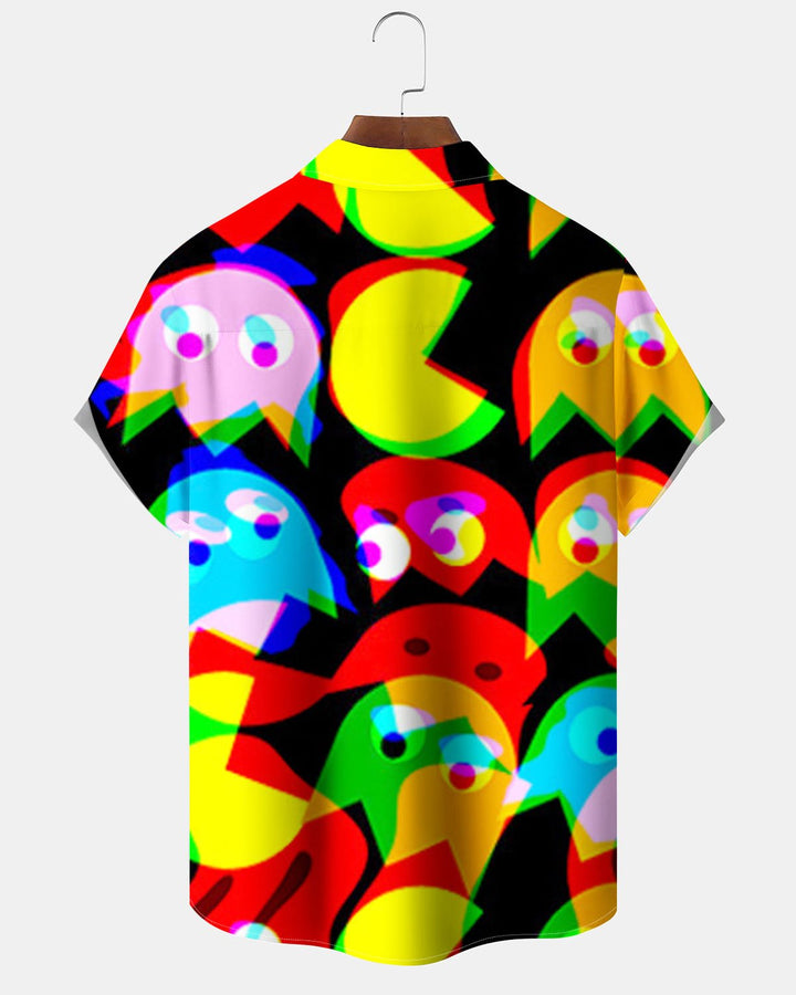 Alohadaddy® Casual Fun Monster Print Art Pocket Button Men&
