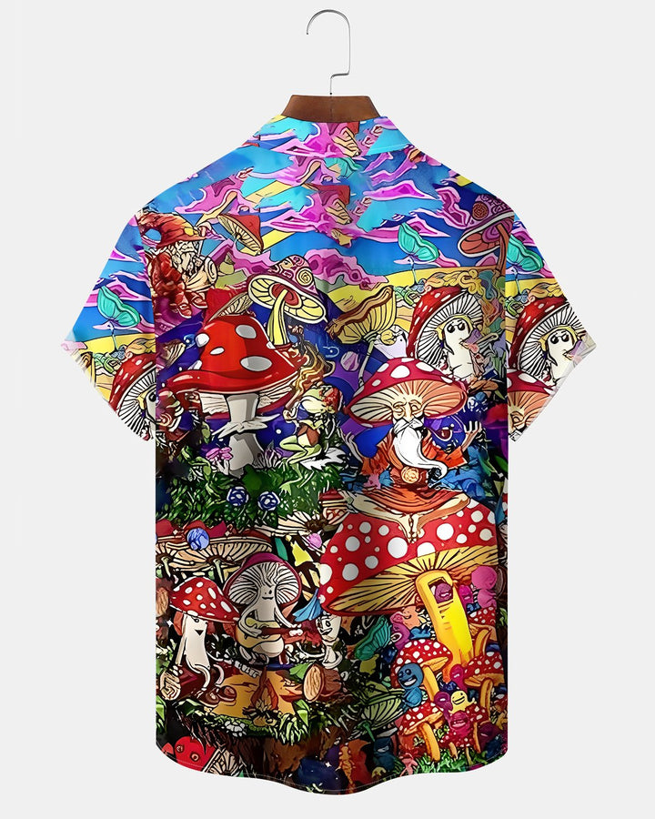 Alohadaddy® Vintage Fly Agaric Mushroom Print Art Buttons Pockets  Cardigan, Men&