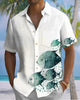 Alohadaddy® Hawaiian Fish Print Art Button Pocket Cardigan Men's Short Sleeve Shirt Big & Tall