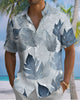 Alohadaddy® Hawaiian Palm Leaf Print Art Button Pocket Cardigan Men's Short Sleeve Shirt Big & Tall