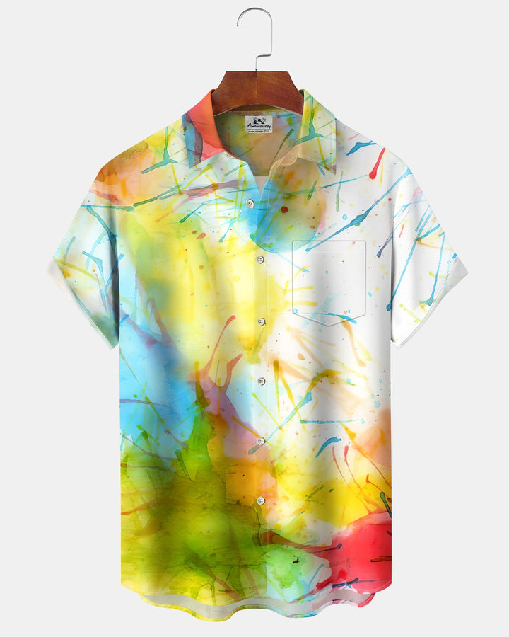 Alohadaddy® Retro Abstract Print Art Button Pocket Cardigan Men&