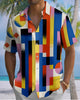 Alohadaddy® Casual Geometric Print Art Button Pocket Cardigan Men's Short Sleeve Shirt
