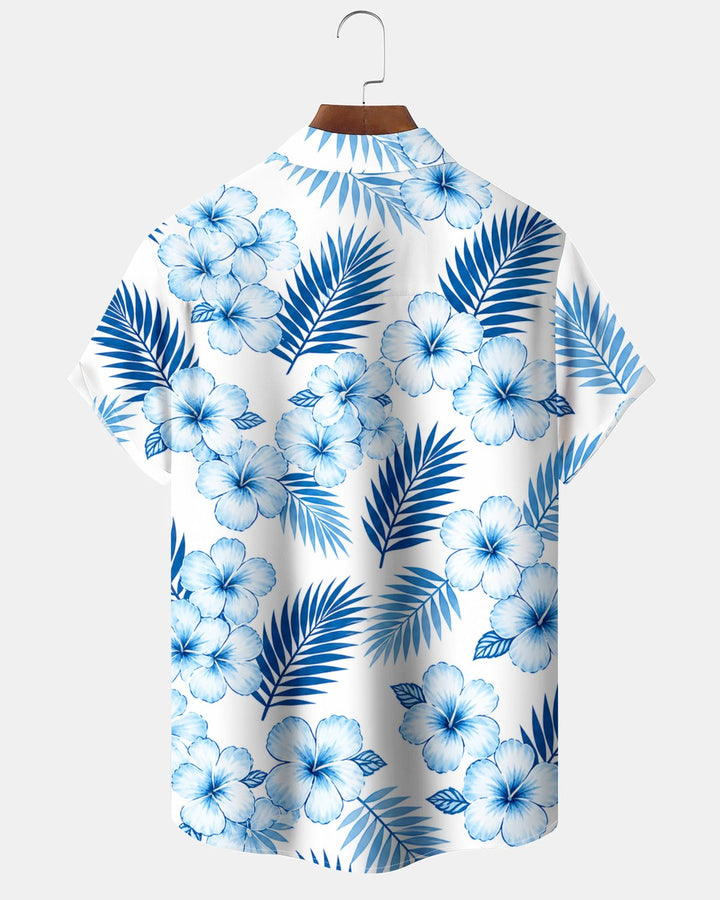 Alohadaddy® Hawaiian Palm Leaf Print Art Button Pocket Cardigan Men&