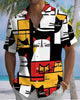 Alohadaddy® Men's Short-Sleeve Shirt  Vintage Abstract Print Art  Button-Front Cardigan Style with Pocket