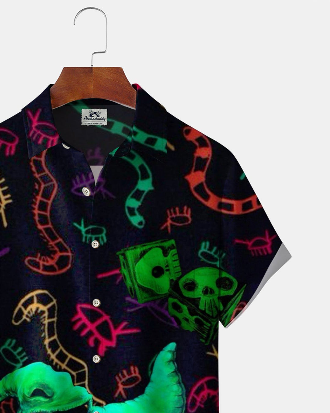 Alohadaddy® Holiday Halloween Oogie Boogie Monster Print Button-Down Pocket Cardigan-Style Men&