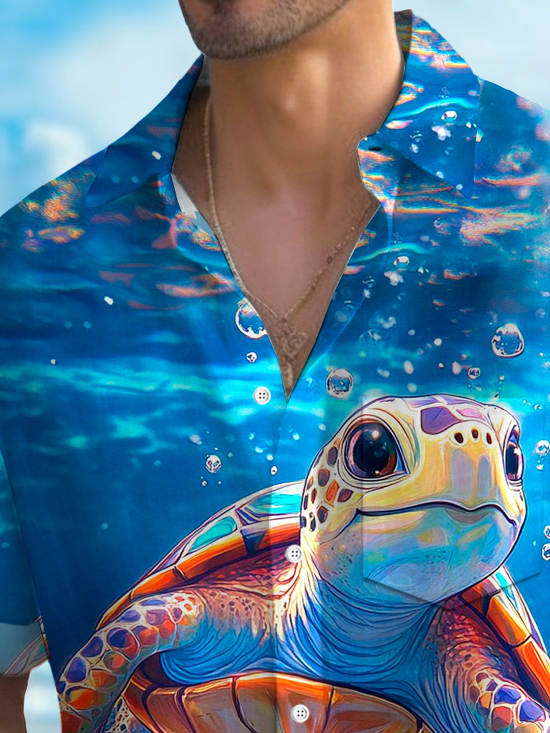 Alohadaddy® Hawaiian Vintage Turtle Ocean Print Men&