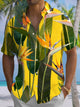 Alohadaddy Casual Collection Hawaiian Flowers Print Art Button Cardigan Pockets Fresh Stretch Polyester Short Sleeve Shirt