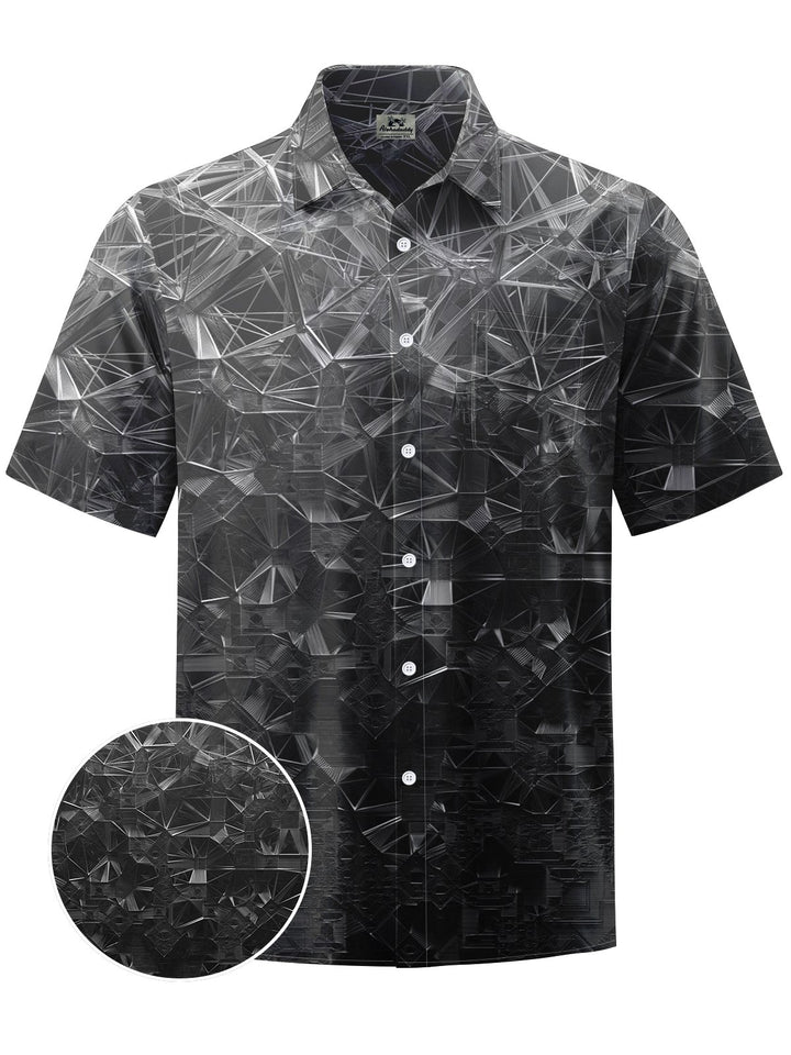 Alohadaddy® Casual Geometric Gradient Print Art Mens Moisture Wicking Short Sleeve Shirt Big &amp; Tall