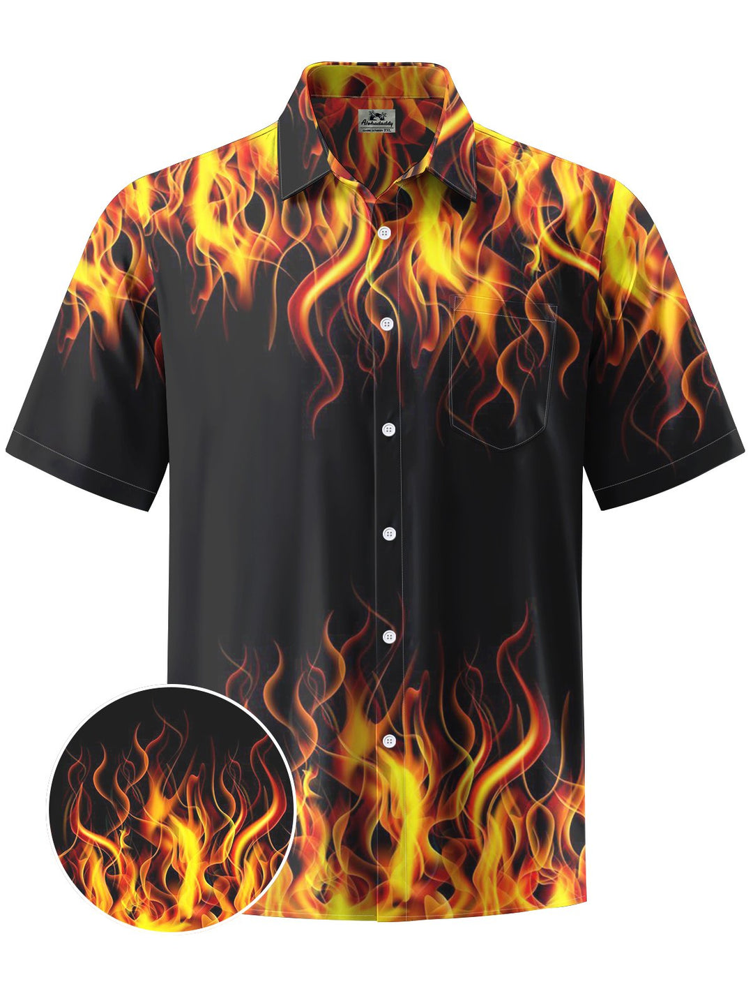 Alohadaddy® Casual Flame Art Print Chest Pocket Men&
