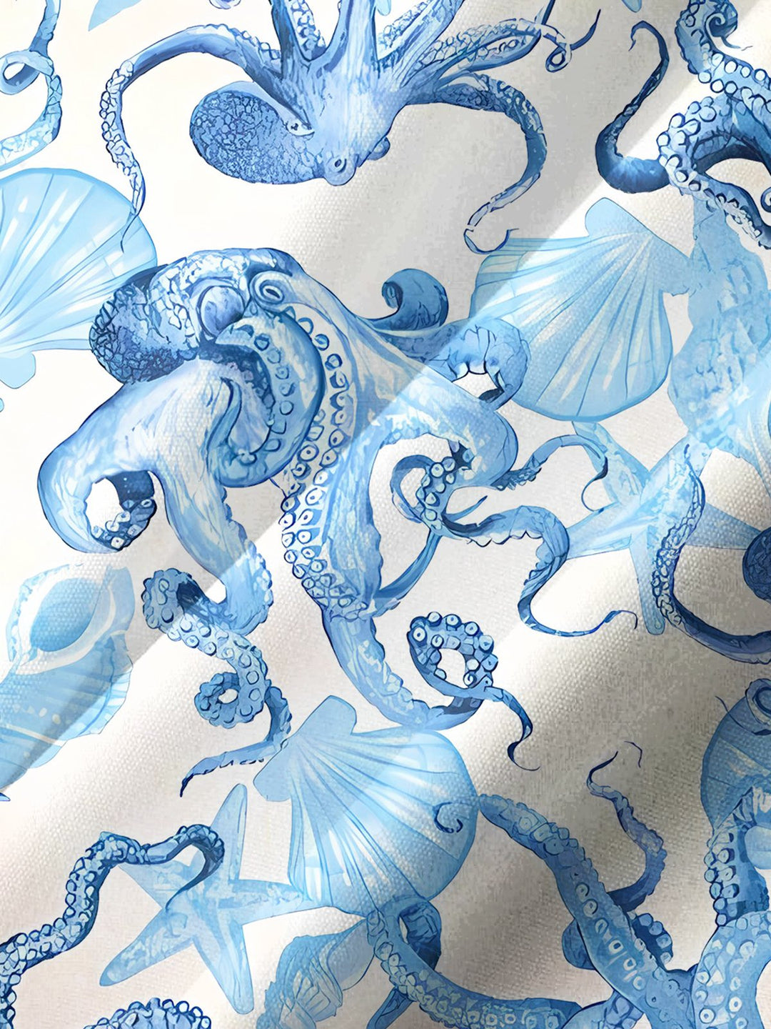 Alohadaddy® Hawaiian Octopus Art Print Chest Pocket Mens Short Sleeve Shirt Big &amp; Tall