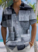 Alohadaddy® Casual Geometric Art Print Chest Pocket Men's Short Sleeve Shirt Big & Tall