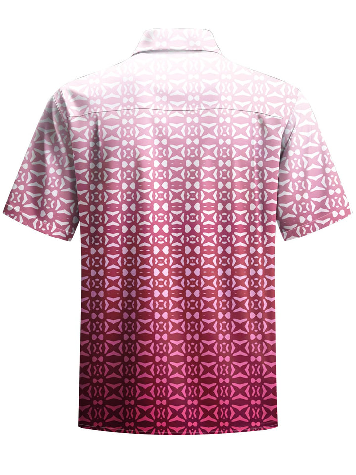 Alohadaddy® Casual Geometric Gradient Art Print Chest Pocket Men&