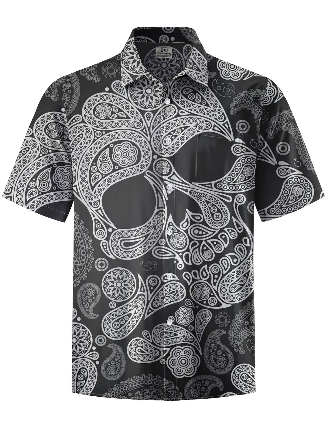 Alohadaddy® Casual Skull Paisley Art Print Chest Pocket Men&