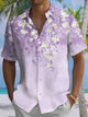Alohadaddy® Hawaiian Gradient Floral Art Print Chest Pocket Men's Short Sleeve Shirt Big & Tall