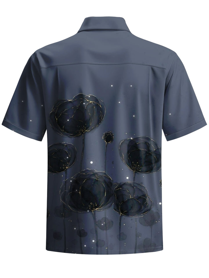 Alohadaddy® Casual Floral Art Print Chest Pocket Men&