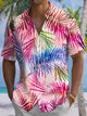 Alohadaddy® Hawaiian Palm Leaf Art Print Chest Pocket Men's Short Sleeve Shirt Big & Tall
