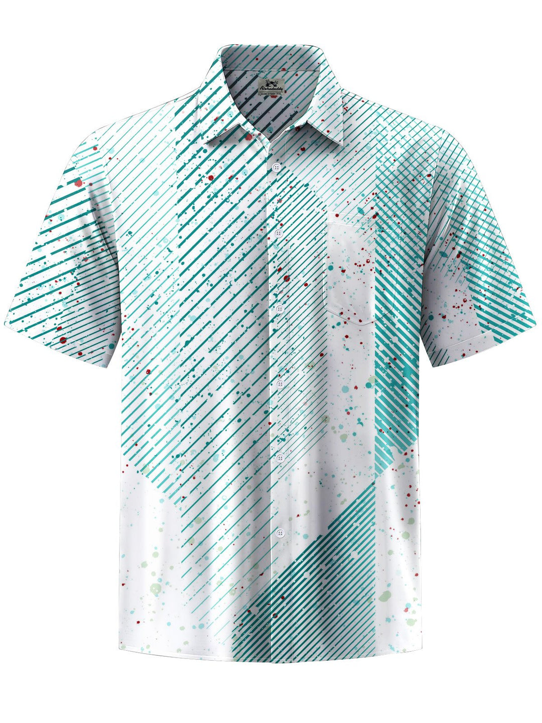 Alohadaddy® Casual Stripe Art Print Chest Pocket Men&