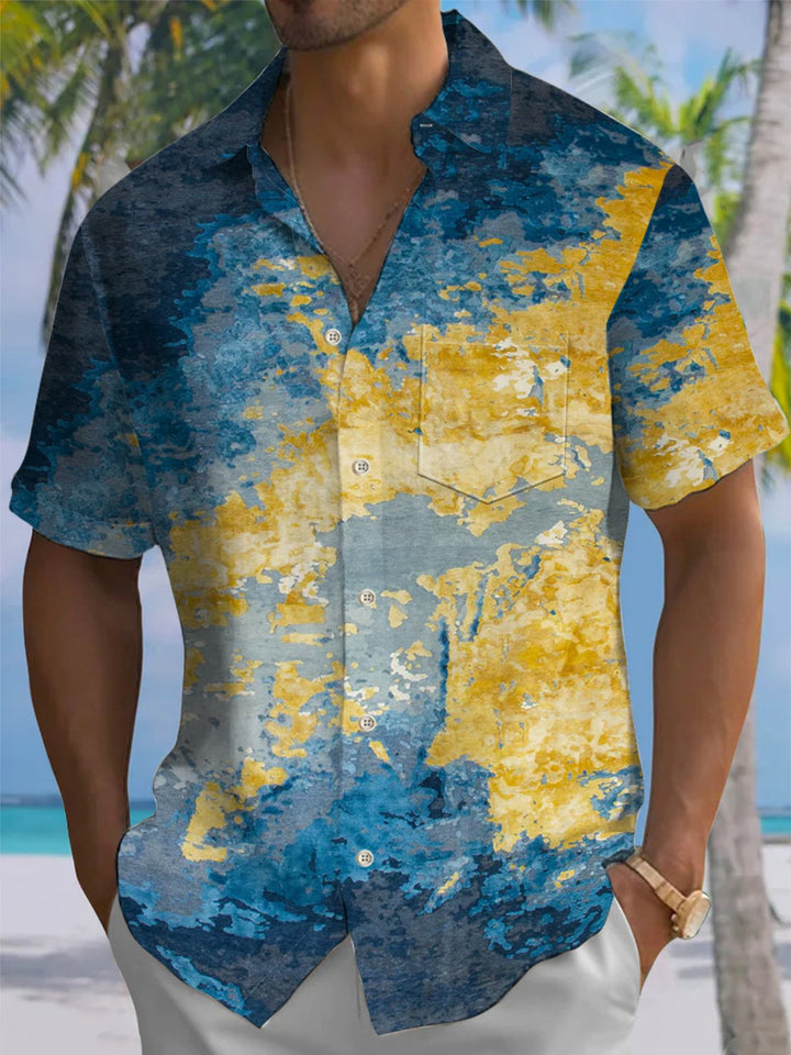Alohadaddy® Retro Abstract Gradient Print Art Pocket Stretch Men&