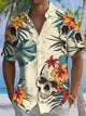 Alohadaddy® Casual Skull Holiday Art Print Chest Pocket Stretch Men's Short Sleeve Shirt Big & Tall
