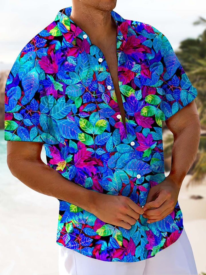 Alohadaddy® Casual Leaf Print Art Pocket Elastic Men&