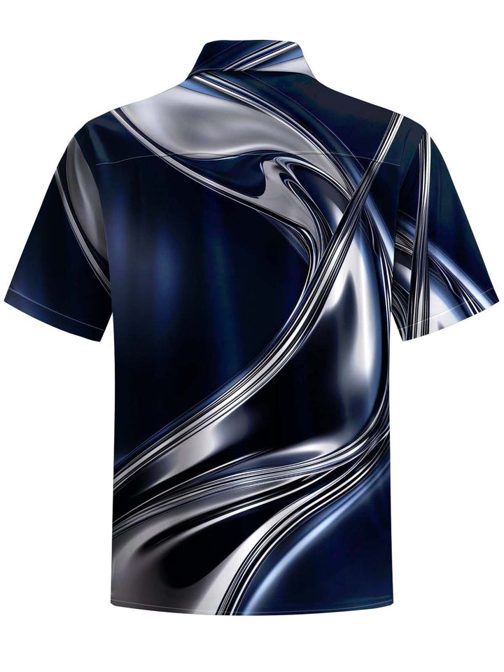 Alohadaddy® Casual Abstract Art Print Chest Pocket Stretch Men&