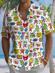 Alohadaddy® Casual Fun Geometric Art Print Chest Pocket Men's Short Sleeve Shirt Big & Tall