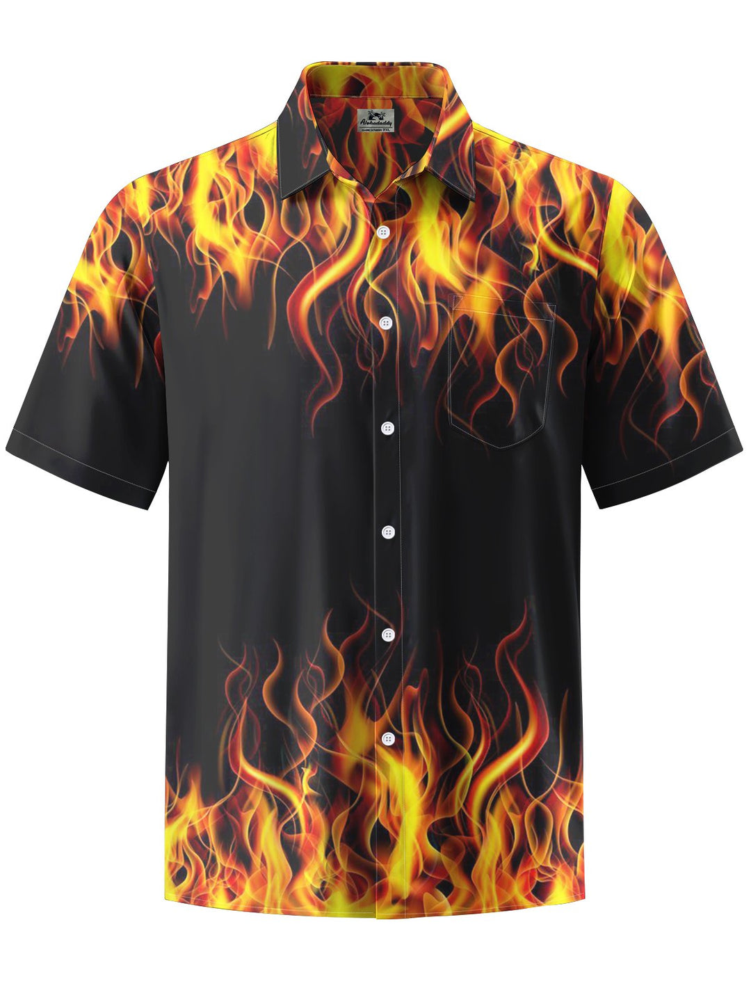 Alohadaddy® Casual Flame Art Print Chest Pocket Men&