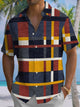 Alohadaddy® Vintage Check Art Print Chest Pocket Men's Short Sleeve Shirt Big & Tall