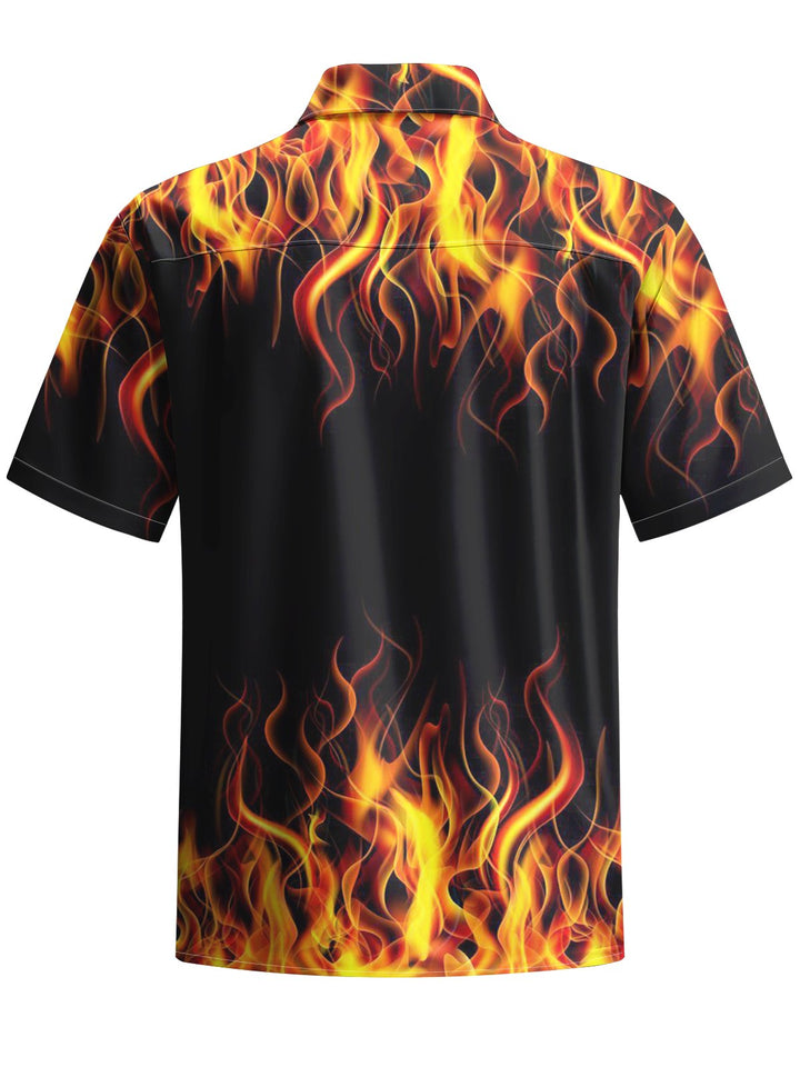 Alohadaddy® Casual Flame Art Print Chest Pocket Men&